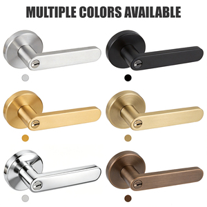 Tianyi Luxury Satin Nickel Flat Oval Door Lever on Rose Smooth Edge Internal Room Hardware Lockset Keyed Entry Privacy <b>Latch</b> - Product Image 1