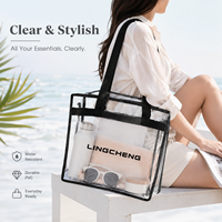 Sacs de plage en PVC transparent imperméables personnalisés pour maillots de bain, sacs fourre-tout de shopping avec poignée durable, vente en gros