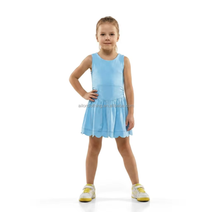 Vestido de yoga sin mangas para niñas con pantalones cortos incorporados, dobladillo de encaje ondulado, tela de yoga, ropa deportiva, logotipo personalizado, color personalizado, talla personalizada - Product Image 3
