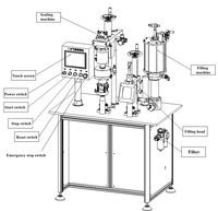 Machine de remplissage semi-automatique pneumatique 3-en-1 pour aérosols BOV (Bag-on-Valve) pour cosmétiques, sprays corporels et canettes de crème solaire