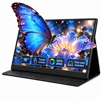 Écran portable tactile 16 pouces personnalisé OEM IPS FHD Plus 100Srgb avec étui folio double USB-C HDMI pour le bureau, les voyages et le travail, compatible avec les ordinateurs portables