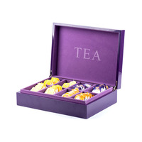 Boîte cadeau rigide pour thé, couleur violette, avec couvercle rabattable, emballage pour thé avec insert multi-compartiments pour sachets de thé, coffret cadeau