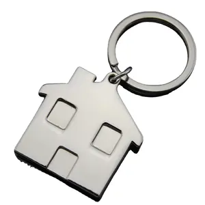 Metall Schlüssel anhänger Günstige Benutzer definierte Logo Schlüssel ring Leere Metall Haus geformte Schlüssel bund