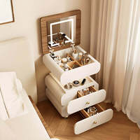 Table de maquillage convertible AJUNION, réglable en hauteur, avec miroir LED et tiroirs de rangement