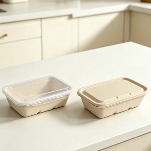 Boîte à emporter jetable légère et compostable de 550 ml, avec couvercle de différents styles, en promotion - Product Image 1