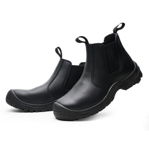 JM008-1 <strong>Waterproof</strong> Steel Toe <strong>Work</strong> Boot No Lace Black , ZG Safety Boot No Lace, Black Smooth Leather Chelsea <strong>Work</strong> Boots Anti-slip - Product Image 5
