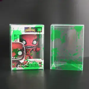 Supplier 4" Green Blood Splatter Clear Plastic protector 0.45mm Pack Acetate Box PET Display Box