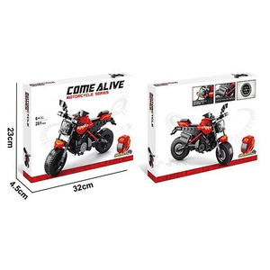 Ensemble de blocs de construction de moto rouge, 281 pièces, avec support d'affichage pour casque, jouet éducatif de construction pour enfants, collection de cadeaux pour garçons - Product Image 6
