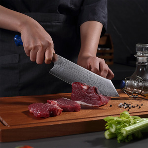 Ensemble de 9 couteaux de cuisine en acier Damas avec manches en résine, vente en gros pour les centres commerciaux et les restaurants - Product Image 3