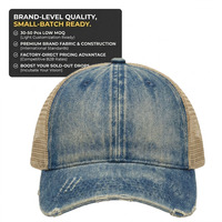 Casquettes de camionneur rétro de haute qualité, effet vieilli, style vintage, 5 panneaux, personnalisables, en toile et maille pour l'extérieur