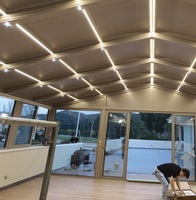 Véranda en aluminium à toit double courbé, serre moderne extérieure en verre trempé double, couleur personnalisée, jardin d'hiver pour villa et patio