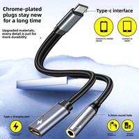 Convertisseur audio 2-en-1 Type-C vers 3,5 mm avec charge rapide PD 60W et carte son pour appels, streaming en direct et jeux sur smartphone