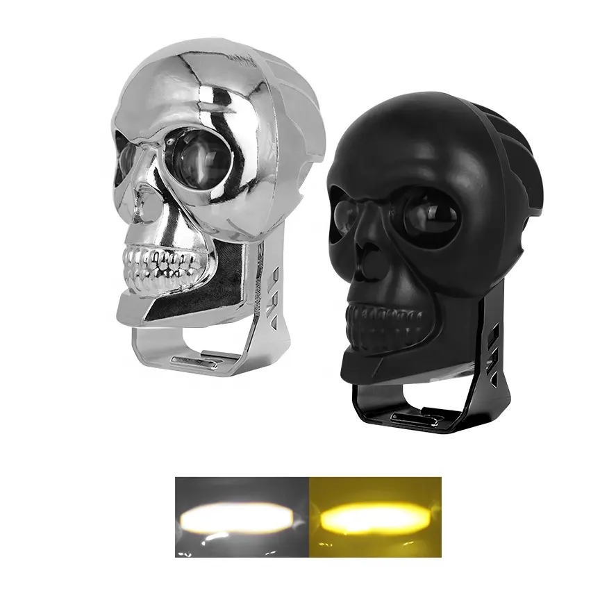 XENPLUS Skull Spot Light 60W 8000LM Dual Color 3 inch Universal Super Cool Motorcycle Fog Light For Motorcycle Spotlight