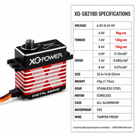 Moteur servo à couple élevé XQ-POWER XQ-S8218D 15 kg étanche sans noyau engrenage en acier inoxydable aluminium SCX24 OEM Vente en gros 8.4V