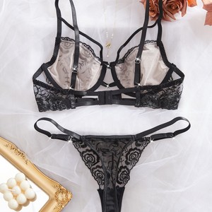 Conjunto de lencería sexy y romántica más vendido de 2026 para mujeres en Europa y América, con gasa, Rosa - Product Image 3