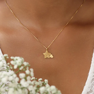 Collar con Colgante de Estrella y Corazón Grabado con Iniciales Personalizadas, Chapado en Oro de 18K, Acero Inoxidable, Regalo de Navidad Personalizado - Product Image 5