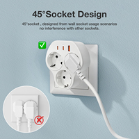 Wontravel 3 Yollu EU PD 20W Priz Adaptörü Duvar Genişletme Soketi USB ve Tip C 6'sı 1 Arada