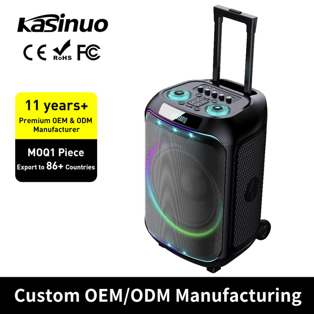 2026 Hot Selling High Quality 12 Trolley BT Audio Party Outdoor Subwoofer Speaker Wireless Speaker with RGB
