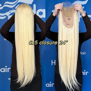 Perruques de cheveux humains brésiliennes ondulées 100 % naturelles vietnamiennes blondes couleur 613 de 30 pouces, avec dentelle frontale HD, double épaisseur, fournisseur - Product Image 6