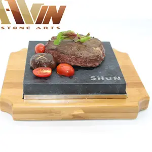 Cuisson pour steaks Plateau et Froid Lave Hibachi Pierre à Griller Plateau En Bambou pierre de lave pour la cuisson