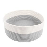 Lit rond moderne pour chat, panier en corde de coton tressée avec coussin en peluche doux, toutes saisons, chaud, lavable, nid pour animaux de compagnie, maison pour chat pour usage intérieur