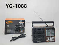 Radio 9 bandes AM/FM SW1-8 haute sensibilité YG-1088, stéréo sans fil, haut-parleur puissant, en plastique, recharge AC/DC, USB/TF
