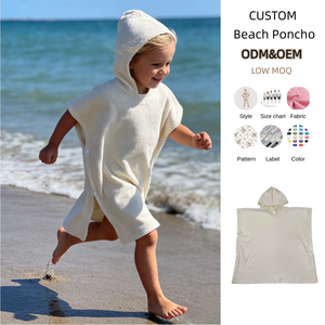 Wholesale Baby Kids Beach Hooded <strong>Towel</strong> <strong>Poncho</strong> 100% Cotton Solid Terry <strong>Towel</strong> for Boys and <strong>Girls</strong> Beach <strong>Poncho</strong> - Product Image 1