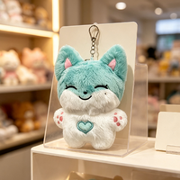 Porte-clés en peluche animal mignon de 10 cm, vente en gros, design original, renard bleu et blanc avec empreinte de patte