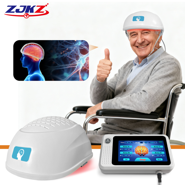 ZJZK 810nm Diodes Photobiomodulation Infrared Red Light Therapy Helmet for Brain Treatment Depression Migraine Head Pain Stroke