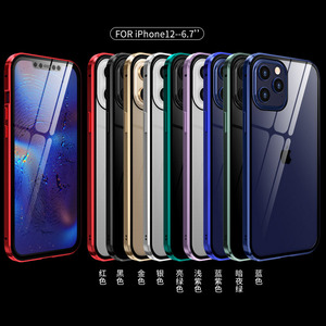 360 Độ Đầy Đủ Nắp Tempered Kính Bảo Vệ Lật Magnetic Kim Loại Bumper Rõ Ràng Trường Hợp Điện Thoại Cho iPhone 12 11 XS XR - Product Image 6