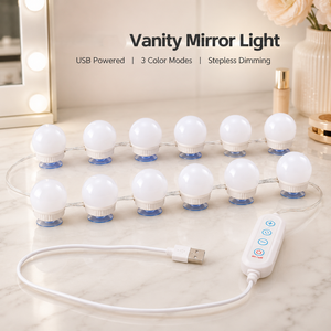 LED <b>Vanity</b> Mirror Bulb Kit, USB Powered Dimmable Makeup Mirror Lights with 3 Color Modes for <b>Dressing</b> <b>Table</b> - Product Image 3