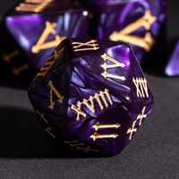 Lot de dés polyédriques en acrylique personnalisables avec chiffres romains et perles violettes pour jeux de rôle D&D, incluant des dés D12 durables en gros