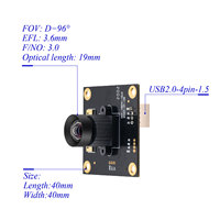 Module de caméra USB sans distorsion HDR 1080P 30fps MJPG/YUV avec capteur CMOS Omnivision RXS2719 1/2.7" Hampo 003-0904-b Plug & Play pour robot