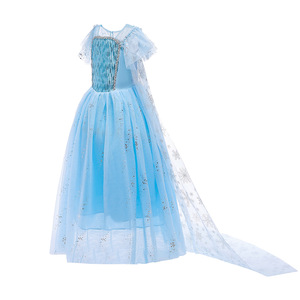 D32 Produttori di Abbigliamento All'estero Dress Elsa Movie 2 Bambini Della <span class=keywords><strong>Principessa</strong></span> Fiocco di Neve Vestito Da partito Della Ragazza Con Il Capo