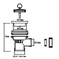 TALEA Fregadero de cocina de acero inoxidable Mini cesta Colador Tapón Fregadero de residuos Kit de residuos (70MM * H75mm) con desbordamiento de la XJ133C010-U