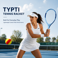 Ensemble complet de raquettes de sport TYPTI en fibre de carbone avec poignée en bois, filet en nylon, sac de rangement portable et balles en mousse souple pour jeu en extérieur