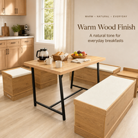 Ensemble de table à manger moderne en bois de chêne rouge massif naturel, résistant à l'eau, pour restaurant commercial, hôtel, école, 8 personnes