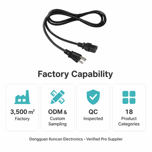 Cable de alimentación NEMA 5-15P a IEC C13, 18AWG, 10A, 125V, cable de CA estadounidense de 3 clavijas con conexión a tierra para monitor de escritorio, impresora, estación de trabajo - Product Image 3