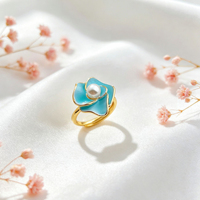 Perhiasan Fanhua Tiktok Terlaris Cincin Bunga Kupu-kupu Anti Karat dari Baja Tahan Karat