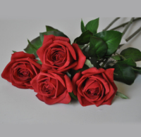 OH ARTS Vente en gros de roses artificielles en plastique, fleurs de mariage rouges, décorations élégantes pour mariage, bouquet de fleurs individuelles
