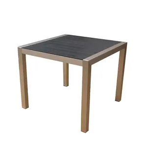 Juego de sillas de mesa de aluminio cepillado para Patio trasero, venta de muebles de jardín