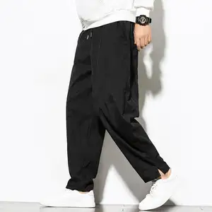 Pantalones holgados informales para hombre, ropa de calle a la moda, Color sólido, talla grande, pana, pantalones Cargo de gran tamaño