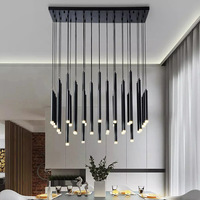 JYLIGHTING Lustre moderne pour salon, escalier, salle à manger, décoration intérieure, luminaire suspendu en fer rond de luxe