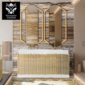 <span class=keywords><strong>Mueble</strong></span> <span class=keywords><strong>de</strong></span> baño <span class=keywords><strong>de</strong></span> <span class=keywords><strong>lavabo</strong></span> doble <span class=keywords><strong>de</strong></span> lujo <span class=keywords><strong>de</strong></span> gama alta con mostrador <span class=keywords><strong>de</strong></span> acero inoxidable y mármol <span class=keywords><strong>Lavabo</strong></span> <span class=keywords><strong>de</strong></span> alta estética <span class=keywords><strong>de</strong></span> diseño moderno - Product Image 4