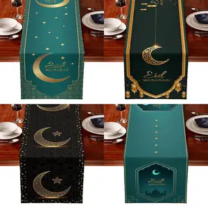 custom any design Eid Mubarak Table Runner cloth and Placemats Ramadan Table Runner Table Mats Golden Star Moon Eid Al-Fitr Rama