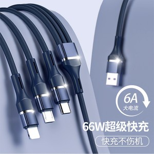 3 In 1 Usb Cable Type <b>C</b> Nylon Braided 6A Fast <b>Charging</b> For Android And Iphone Data Line - Product Image 1