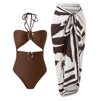 Maillot de bain une pièce JSN 2026, nouveau design, licou, ajouré, uni, avec imprimé, robe de bain, maillot de bain tendance pour femme, vêtement de plage sexy