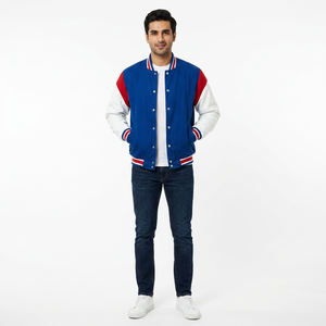 FINER THREADS Veste universitaire personnalisée brodée pour homme, 100% coton, col montant, logo frontal, manches longues, respirante, hiver - Product Image 1