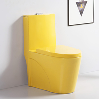 WC monobloc en céramique coloré bleu ciel et noir pour salle de bain, cuvette de toilettes colorée