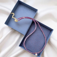 Collier de perles de verre violet fait à la main OEM de luxe Bijoux en laiton taillé à facettes pour femmes pour cadeau